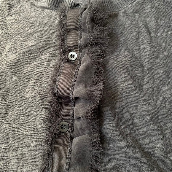 Decree Sweater Womens XL Gray Button Down Fringe Short Sleeves FLAW - Picture 5 of 12